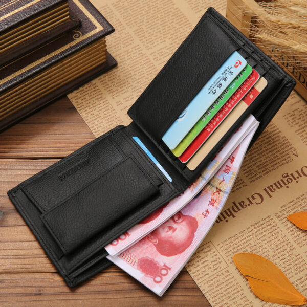 100% Genuine Leather Men Wallets Premium Product Real Cowhide Wallets for Man Short Black Walet Portefeuille Homme 3