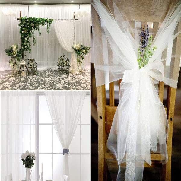 5/10m Wedding Decoration Tulle Roll Crystal Organza Sheer Fabric For Birthday Party Backdrop Wedding Chair Sashes Decor Yarn 4