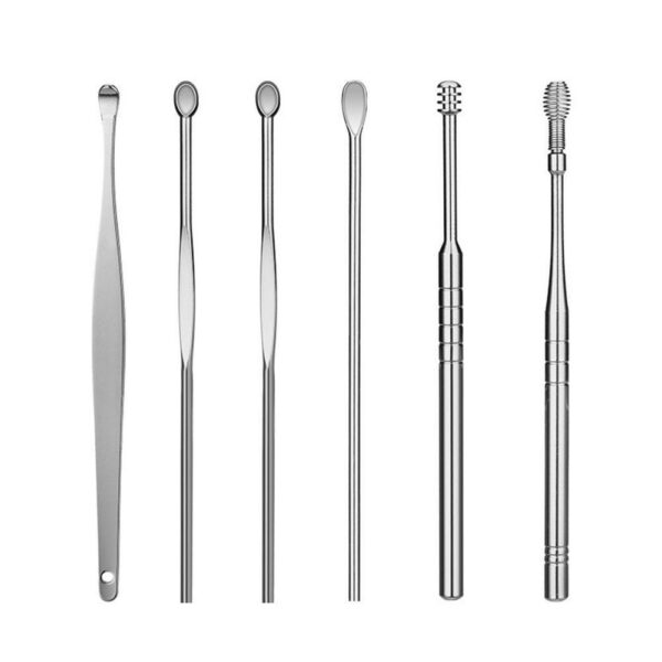 6pcs Ear Wax Remover Ear Cleaning Kit Ear Pick Earpick Ear Cleaner Spoon Care Ear Clean Tool for Baby Adults Ear Care Set 3