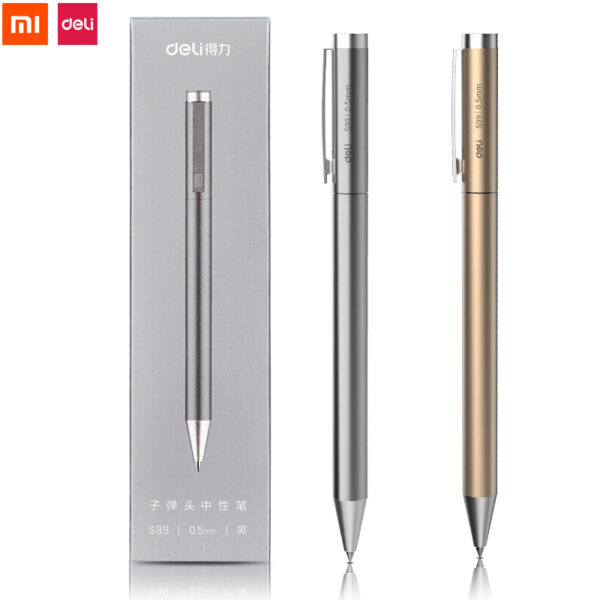 Xiaomi Deli Metal Sign Pen Ballpen Signing Pen 0.5MM Gel PREMEC Smooth Switzerland Refill Black Ink Office School Writing Pen 1