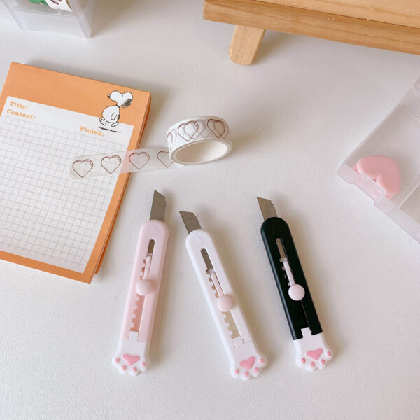 1 PCS Cute Girly Pink Cat Paw Alloy Mini Portalble Utility Knife Cutter Letter Envelope Opener Mail Knife School Office Supplies 4