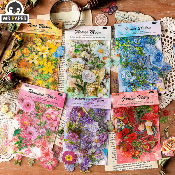 Mr.paper 40Pcs/Bag Plant Flower Series Decorative Diary Sticker Scrapbook Planner Decorative Stationery Sticker 4