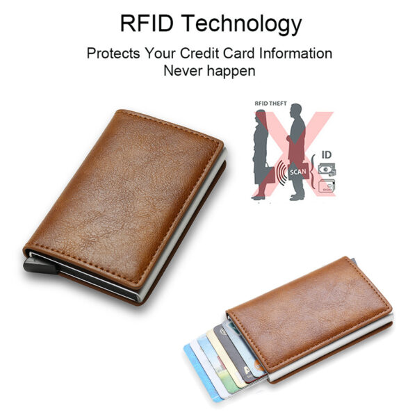 DIENQI Carbon Fiber Card Holder Wallets Men Brand Rfid Black Magic Trifold Leather Slim Mini Wallet Small Money Bag Male Purses 5