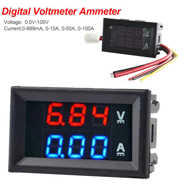 High Quality DC 100V 10A Voltmeter Ammeter Blue + Red LED Amp Dual Digital Volt Meter Gauge 1