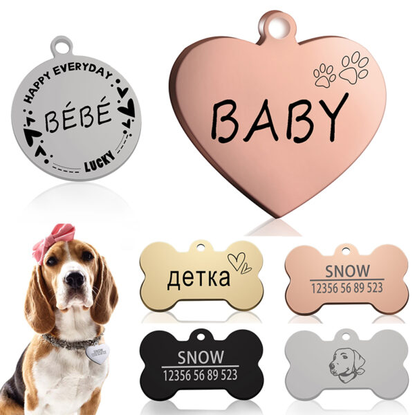 Custom Cat Dog ID Tag Engraved Personalized Pet Collar Charm Name Pendant Bone Keyring Necklace Puppy Accessory Dropshipping 1