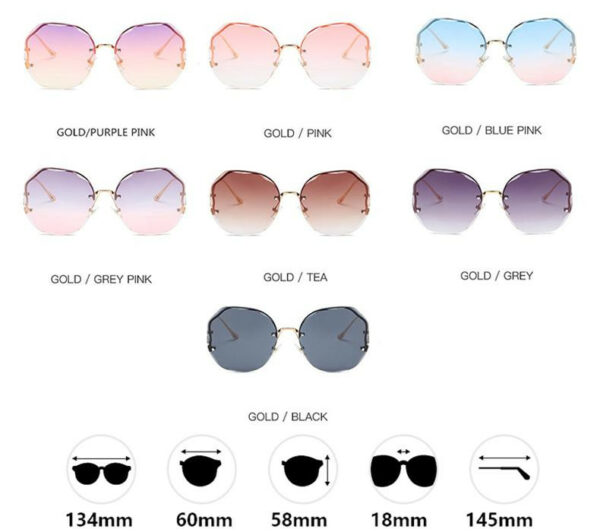 2022 Fashion Tea Gradient Sunglasses Women Ocean Water Cut Trimmed Lens Metal Curved Temples Sun Glasses Female UV400 3