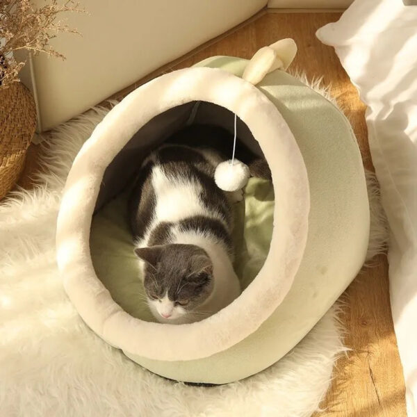 Sweet Cat Bed Warm Pet Basket Cozy Kitten Lounger Cushion Cat House Tent Very Soft Small Dog Mat Bag For Washable Cave Cats Beds 3