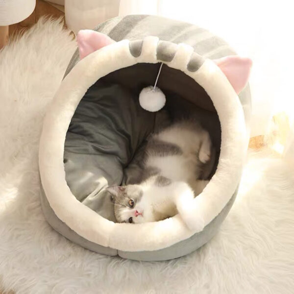 Sweet Cat Bed Warm Pet Basket Cozy Kitten Lounger Cushion Cat House Tent Very Soft Small Dog Mat Bag For Washable Cave Cats Beds 2