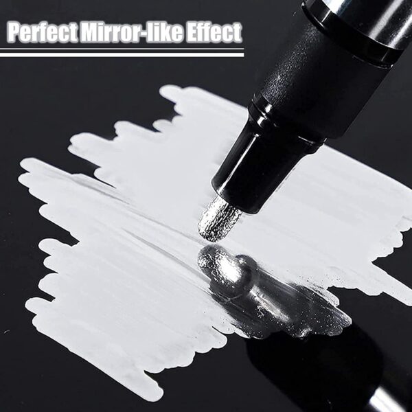 Haile Liquid Mirror Marker Silver Markers Pen DIY Reflective Paint Pens Mirror Markers Chrome Finish Metallic Art Craftwork Pen 3