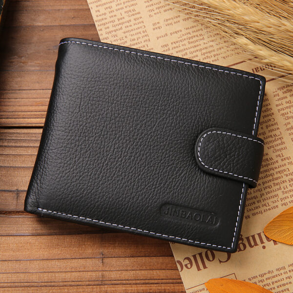 100% Genuine Leather Men Wallets Premium Product Real Cowhide Wallets for Man Short Black Walet Portefeuille Homme 8