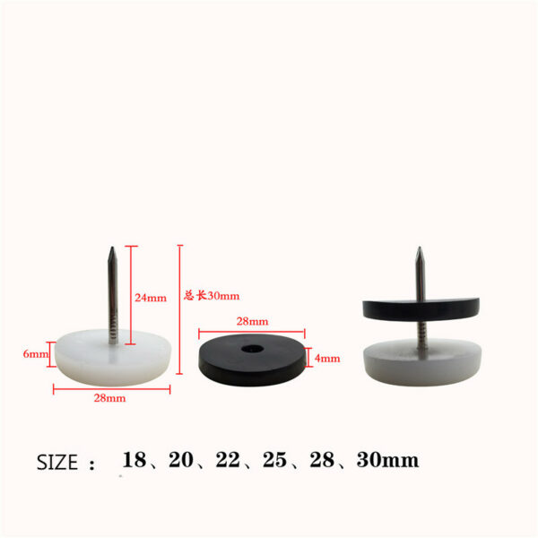 KK&FING 20 PCS Chair Table Furniture Leg Bottom Feet Plastic Pads Glides Skid Nail Wood Floor Furniture Protector Noise Killer 5