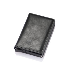 New Men women smart wallet Credit Bank card holder fashion purse Aluminum alloy Business Casual Mini wallet Brand PU Purse 2