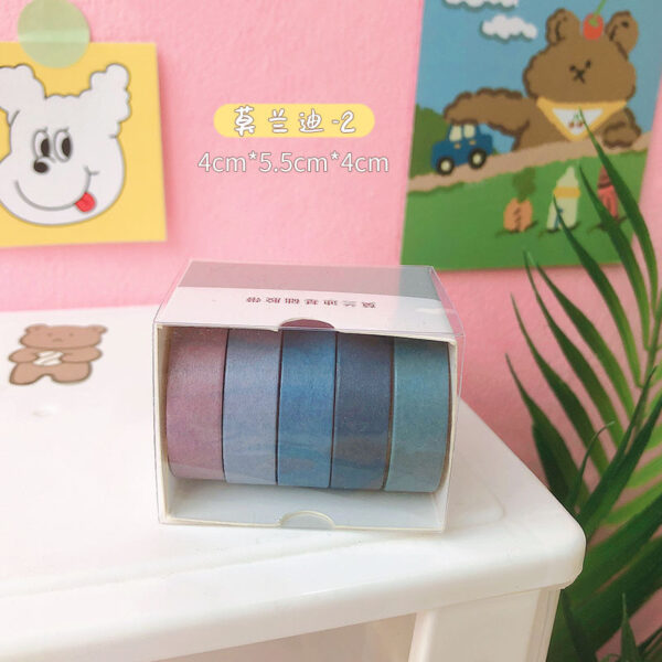 5Rolls/box Solid Color Washi Tape Set Decorative Masking Tape Cute Scrapbooking Adhesive Tape School Stationery Supplies 9