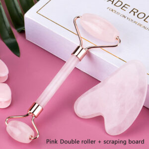 2pcs/set Face Spa Massager Neck Roller Gua Sha Scraper Board Face Lift Up Wrinkle Remover Face Roller Scraper Set 15