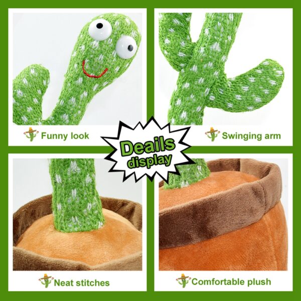 Dancing Cactus Repeat Talking Toy Electronic Plush Toys Can Sing Record Lighten Battery USB Charging Early Education Funny Gift 4