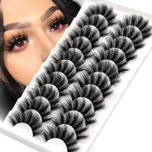 Lashes 5/10 Pairs 3D Faux Mink Lashes Fluffy Soft Wispy Volume Natural long False Eyelashes Eye Lashes Reusable Eyelashs Makeup 1