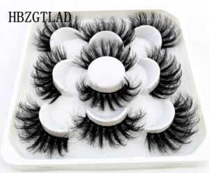 New 5Pairs 25mm 3D Mink Lashes Bulk Faux with Custom Box Wispy Natural Mink Lashes Pack Short Wholesales Natural False Eyelashes 27