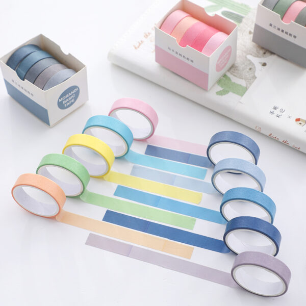 5Rolls/box Solid Color Washi Tape Set Decorative Masking Tape Cute Scrapbooking Adhesive Tape School Stationery Supplies 5