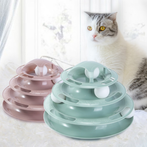 3/4 Levels Cats Toy Tower Tracks Cat Toys Interactive Cat Intelligence Training Amusement Plate Tower Pet Products Cat Tunnel 1