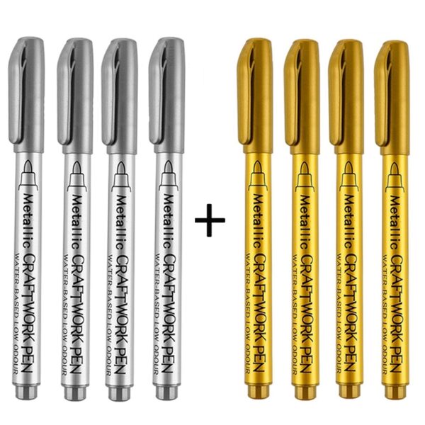 4-8Pcs DIY Metal Waterproof Permanent Paint Marker Pens Gold Silver 1.5mm Craftwork Resin Mold Pen Art painting Student Supplies 7