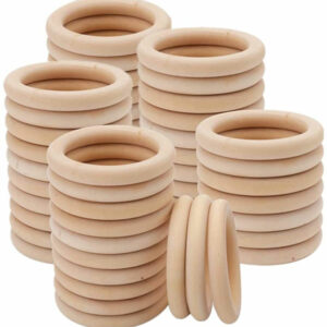 Unfinished Solid Wooden Rings 15-100MM Natural Wood Rings for Macrame DIY Crafts Wood Hoops Ornaments Connectors Jewelry Making 2