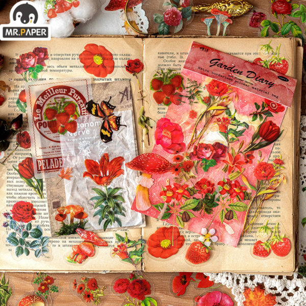 Mr.paper 40Pcs/Bag Plant Flower Series Decorative Diary Sticker Scrapbook Planner Decorative Stationery Sticker 5