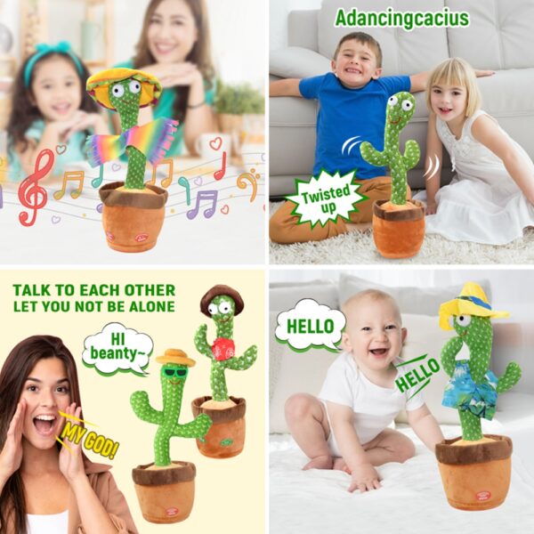 Dancing Cactus Repeat Talking Toy Electronic Plush Toys Can Sing Record Lighten Battery USB Charging Early Education Funny Gift 3