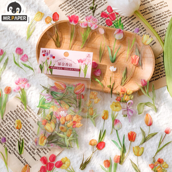 Mr.paper 40Pcs/Bag Plant Flower Series Decorative Diary Sticker Scrapbook Planner Decorative Stationery Sticker 2