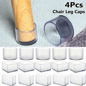 4Pcs/Set Round Bottom Chair Leg Caps Transparent Furniture Feet Silicone Pads Non-Slip Covers Table Socks Cups Floor Protectors 1