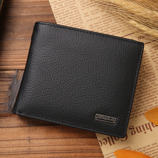 100% Genuine Leather Men Wallets Premium Product Real Cowhide Wallets for Man Short Black Walet Portefeuille Homme 1