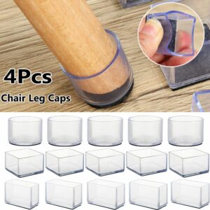 4Pcs/Set Round Bottom Chair Leg Caps Transparent Furniture Feet Silicone Pads Non-Slip Covers Table Socks Cups Floor Protectors 2