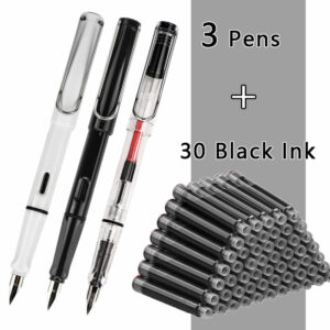 Student Kawaii Fountain Pen Replacable Ink Set Black/Blue/Red ink EF 0.38 mm School Pens Office Supplies Stationery for Writing 1