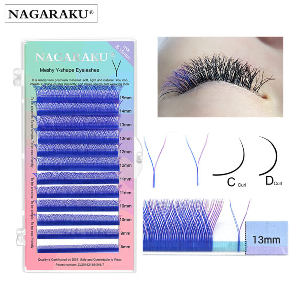 NAGARAKU YY shape hand woven premium mink soft light natural eyelashes extension makeup mesh net cross false eyelash individual 3