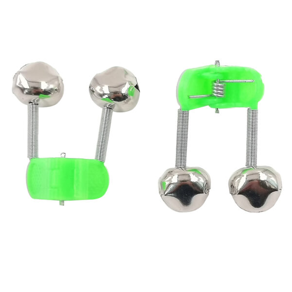 OUTKIT 5pcs/lot Fishing Bite Alarms Fishing Rod Bell Rod Clamp Tip Clip Bells Ring Green ABS Fishing Accessory Outdoor Metal 5