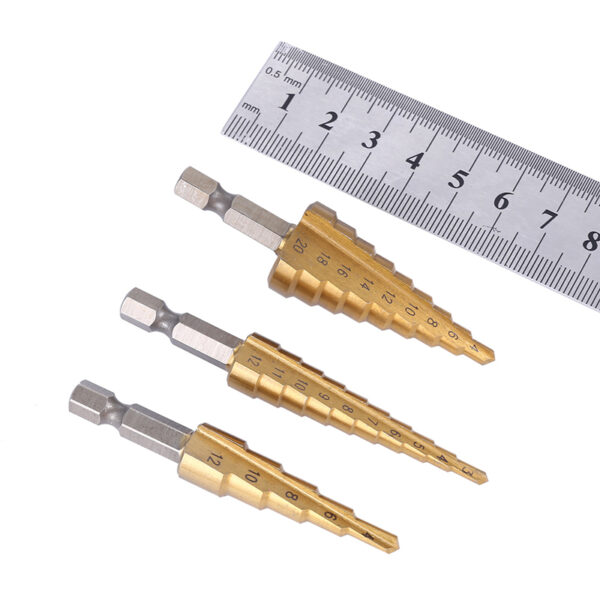 3-12mm 4-12mm 4-20mm HSS Straight Groove Step Drill Bit Set Titanium Coated Wood Metal Hole Cutter Core Drill Bit Set 4