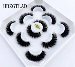 New 5Pairs 25mm 3D Mink Lashes Bulk Faux with Custom Box Wispy Natural Mink Lashes Pack Short Wholesales Natural False Eyelashes 32