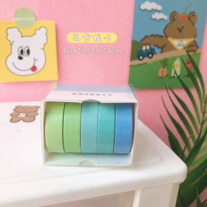 5Rolls/box Solid Color Washi Tape Set Decorative Masking Tape Cute Scrapbooking Adhesive Tape School Stationery Supplies 12