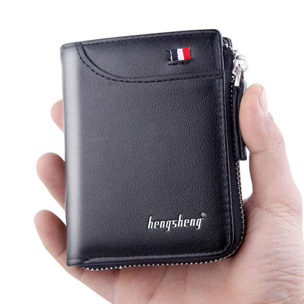 Wallet for Men Short Casual Carteras Business Foldable Wallets PU Leather Male Billetera Hombre Luxury Small Zipper Coin Purse 6