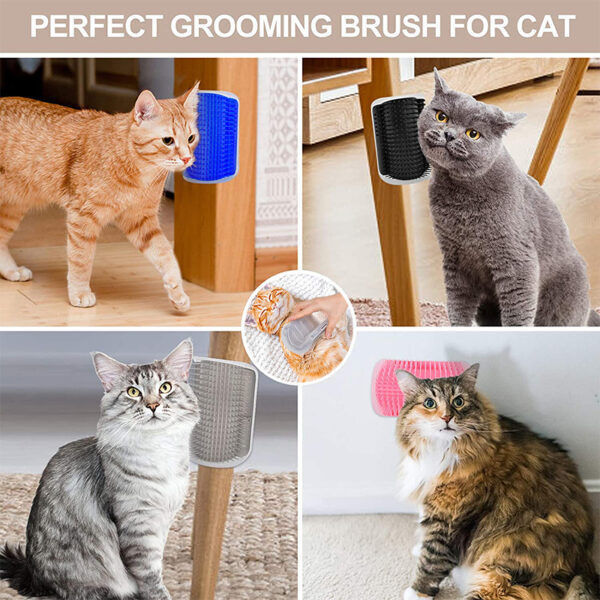 Cat Self Groomer With Catnip Soft Cats Wall Corner Massage Cat Comb Brush Rubs The Face With A Tickling Comb Pet Grooming Supply 5