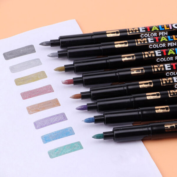 8pc set metalli color Pen Art Marker brush pen mark write Stationery Student Office school supplies Calligraphy pen 3