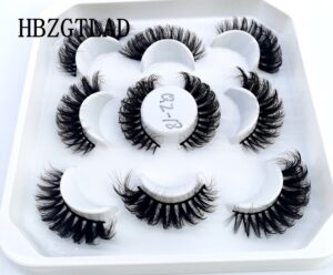 New 5Pairs 25mm 3D Mink Lashes Bulk Faux with Custom Box Wispy Natural Mink Lashes Pack Short Wholesales Natural False Eyelashes 18