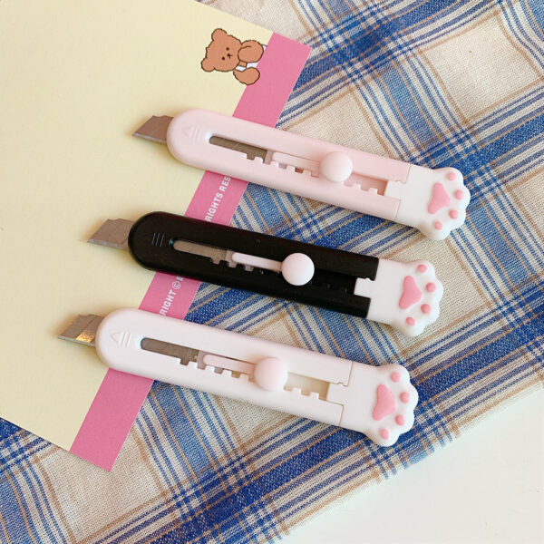 1 PCS Cute Girly Pink Cat Paw Alloy Mini Portalble Utility Knife Cutter Letter Envelope Opener Mail Knife School Office Supplies 2