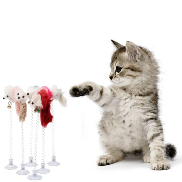 Cartoon Pet Cat Toy Stick Feather Rod Mouse Toy with Mini Bell Cat Catcher Teaser Interactive Cat Toy Kitten игрушки для кошек 3