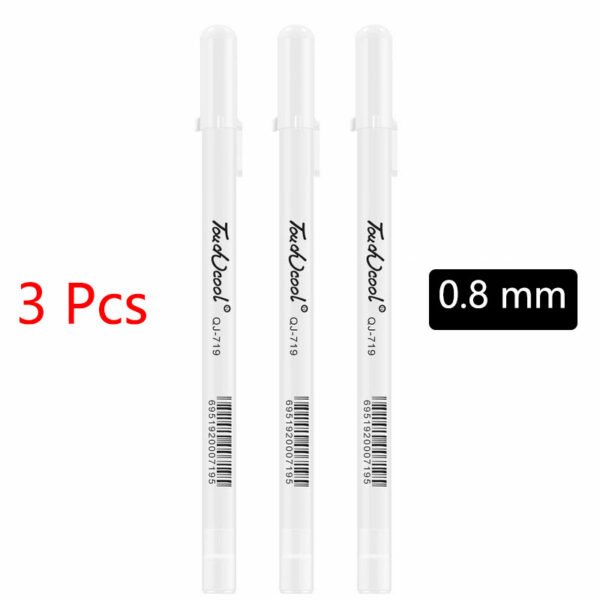 1/3/5 Pcs White Marker Pens 2.0mm Oily Waterproof White Gel Pen DIY Graffiti Sketching Markers Stationery Wrting School Supplies 7