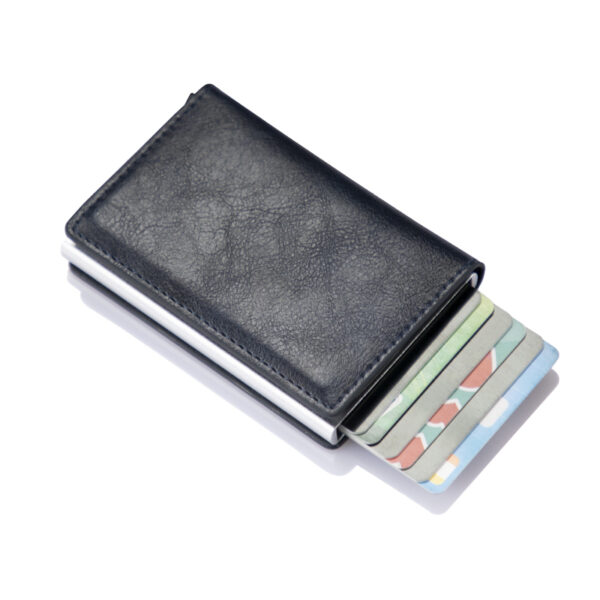 New Men women smart wallet Credit Bank card holder fashion purse Aluminum alloy Business Casual Mini wallet Brand PU Purse 6