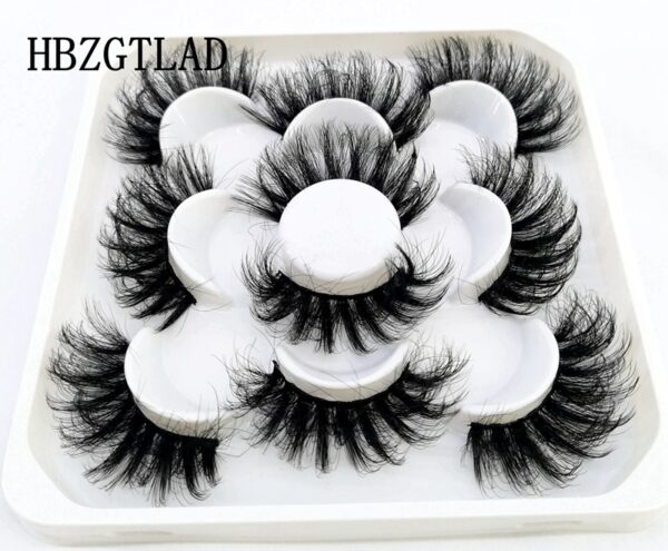 New 5Pairs 25mm 3D Mink Lashes Bulk Faux with Custom Box Wispy Natural Mink Lashes Pack Short Wholesales Natural False Eyelashes 3