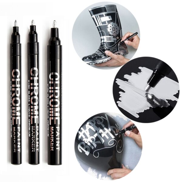 Haile Liquid Mirror Marker Silver Markers Pen DIY Reflective Paint Pens Mirror Markers Chrome Finish Metallic Art Craftwork Pen 1