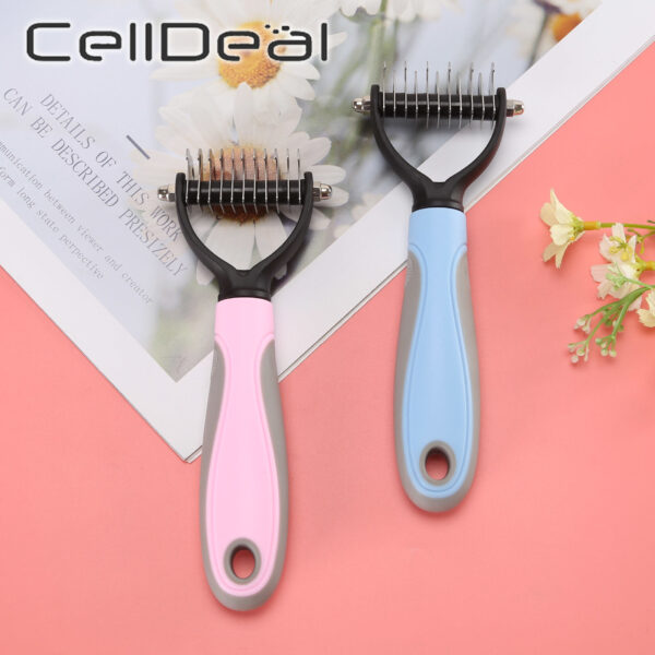 Hair Removal Comb for Dogs Cat Detangler Fur Trimming Dematting Deshedding Brush Grooming Tool For matted Long Hair Curly Pet 3