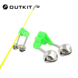 OUTKIT 5pcs/lot Fishing Bite Alarms Fishing Rod Bell Rod Clamp Tip Clip Bells Ring Green ABS Fishing Accessory Outdoor Metal 1