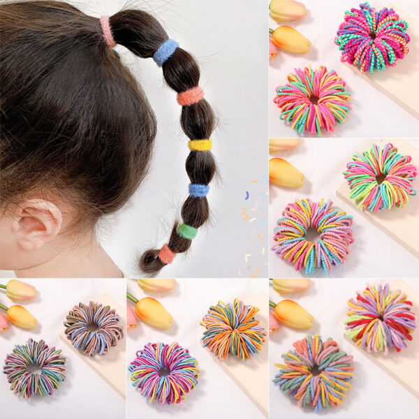 New 100Pcs/lot Hair Bands Girls Candy Color Elastic Rubber Band Hair Bands Child Baby Headband Scrunchie Kids Hair Accessories 6